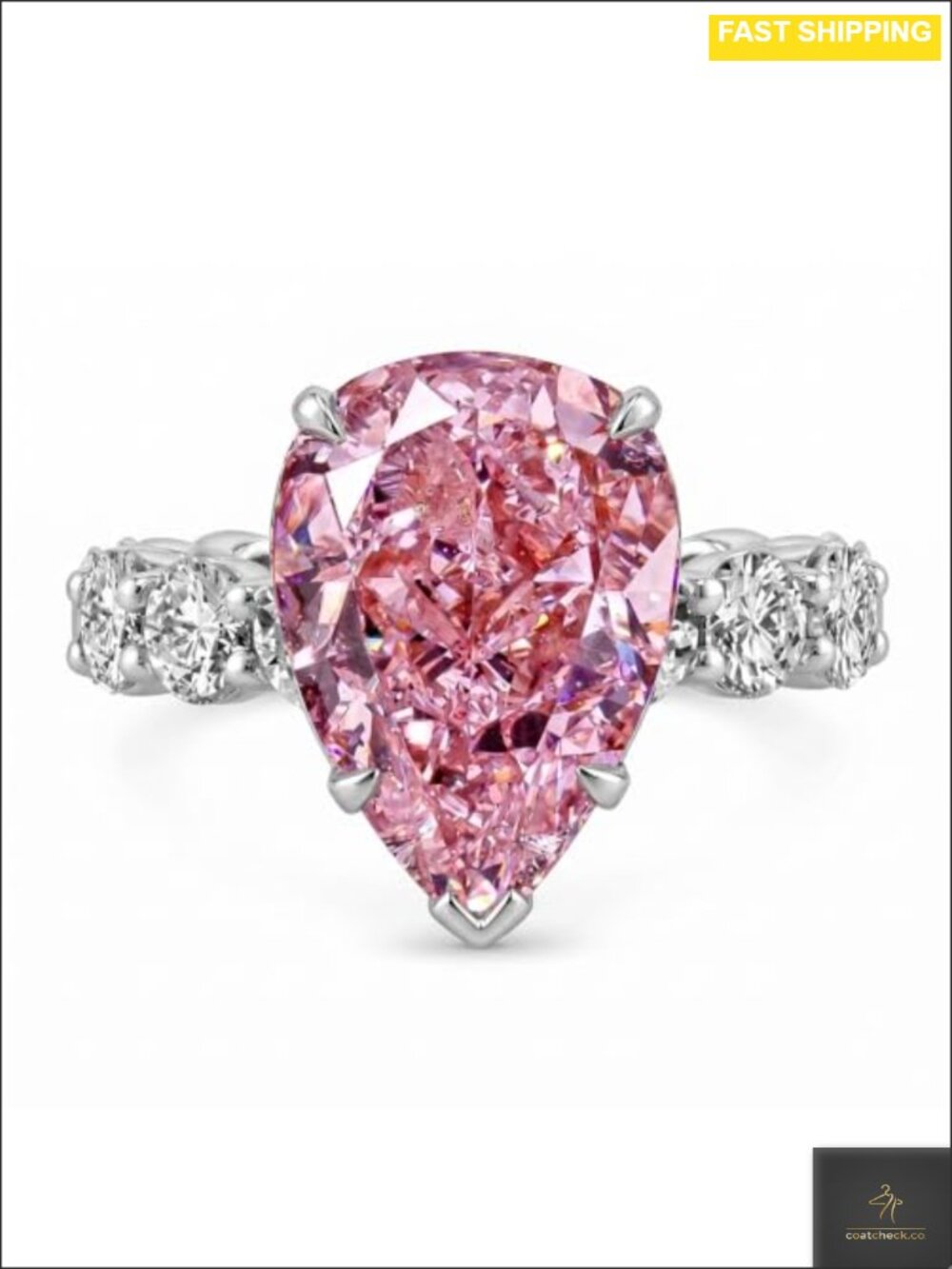 925 Silver 4.11CT Pear Cut Promise Ring Wedding Band Sterling Silver